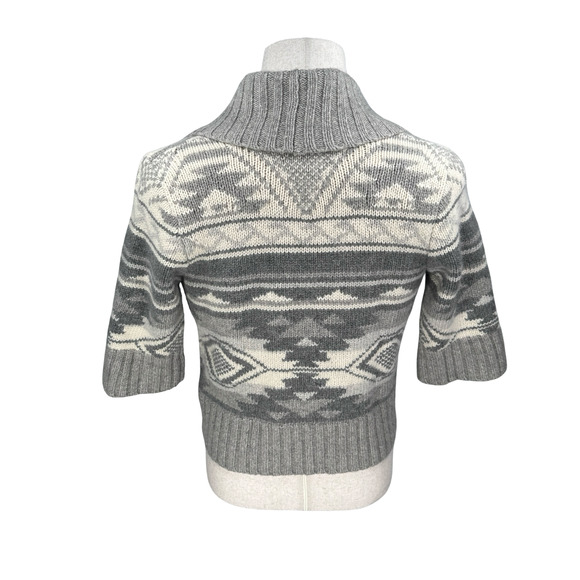 Vintage Lauren Ralph Lauren Aztec Cardigan Sweater Womens PM Gray Wool LRL - Picture 5 of 9